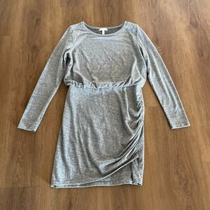 Leith Gray Long Sleeve‎ Ruched Bodycon Dress Casual Comfy Womens Size L